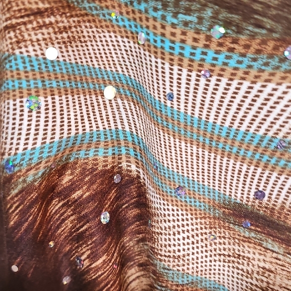 Sabika Brown and Teal Animal Print Top - Picture 2 of 2